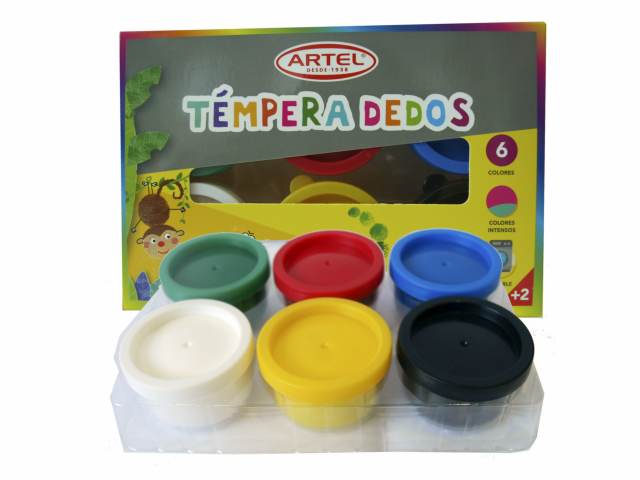 Caja 12 unidades Témpera dedos 6 colores - Artel