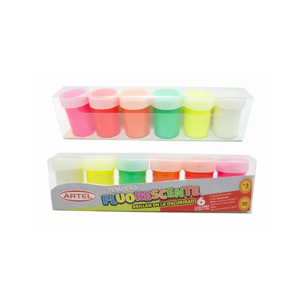 Caja 18 unidades Témpera fluor 6 colores - Artel
