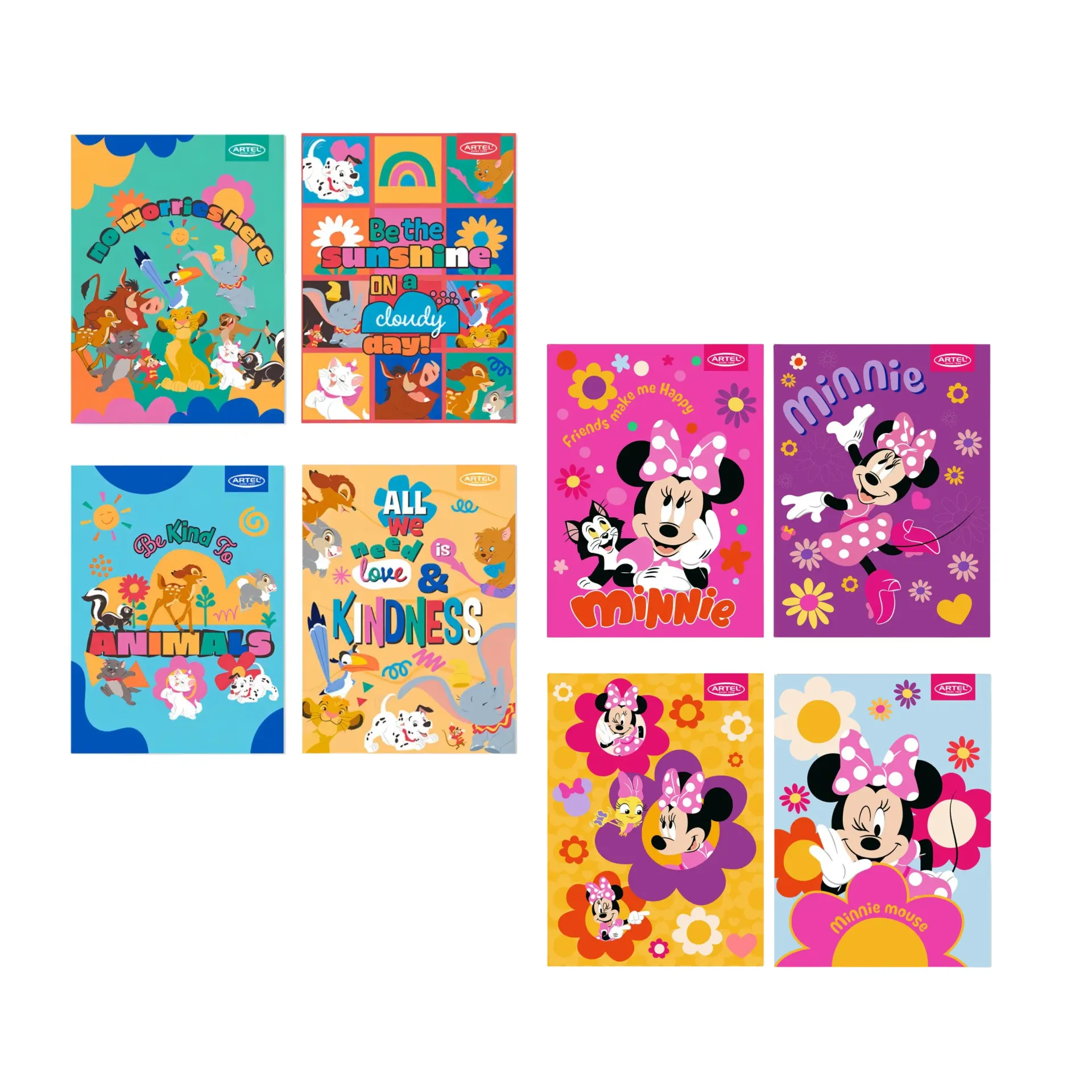 [kit-872-animales] Pack 10 unidades Cuaderno college mat 7mm 100 hojas diseño Disney - Artel (Animales)