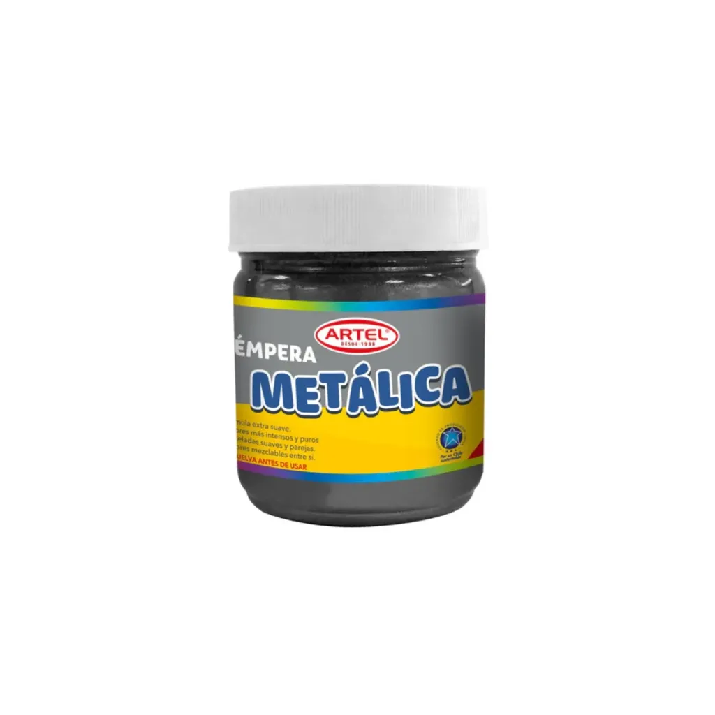 [kit-3834-negro] Caja 6 unidades Témpera metálica individual 100ml colores - Artel (negro)