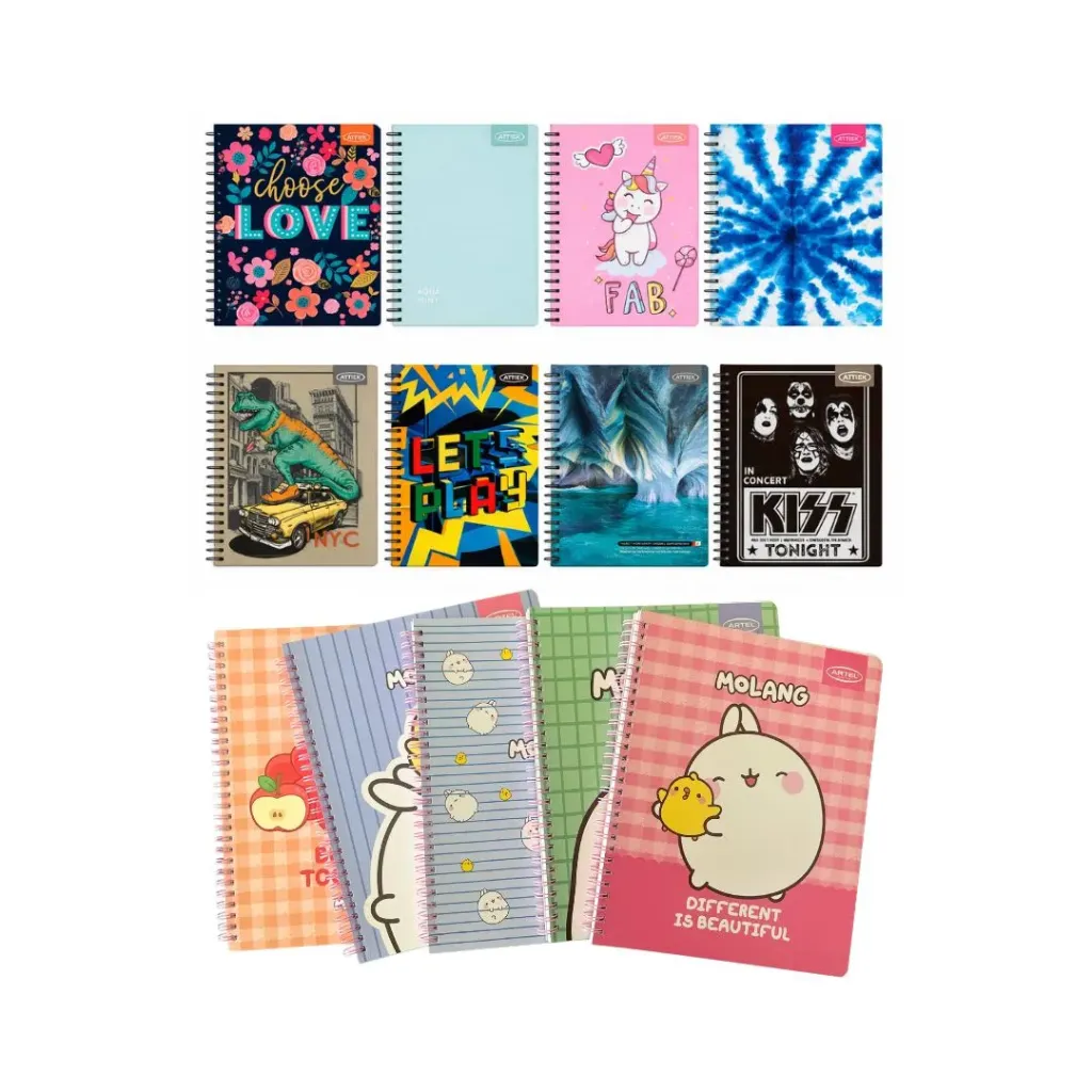 Pack 10 unidades Cuaderno universitario 7mm 100 hojas 40 ilustra - Artel