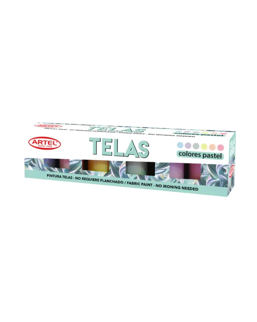 [kit-1414] Caja 18 unidades Pintura tela 6 colores pastel - Artel