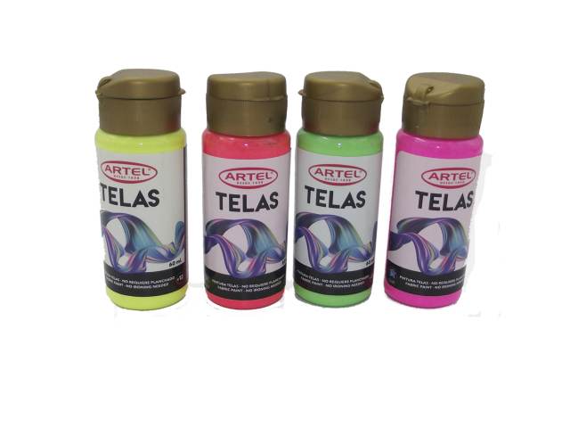 Pack 4 unidades Pintura tela neón 60ml - Artel