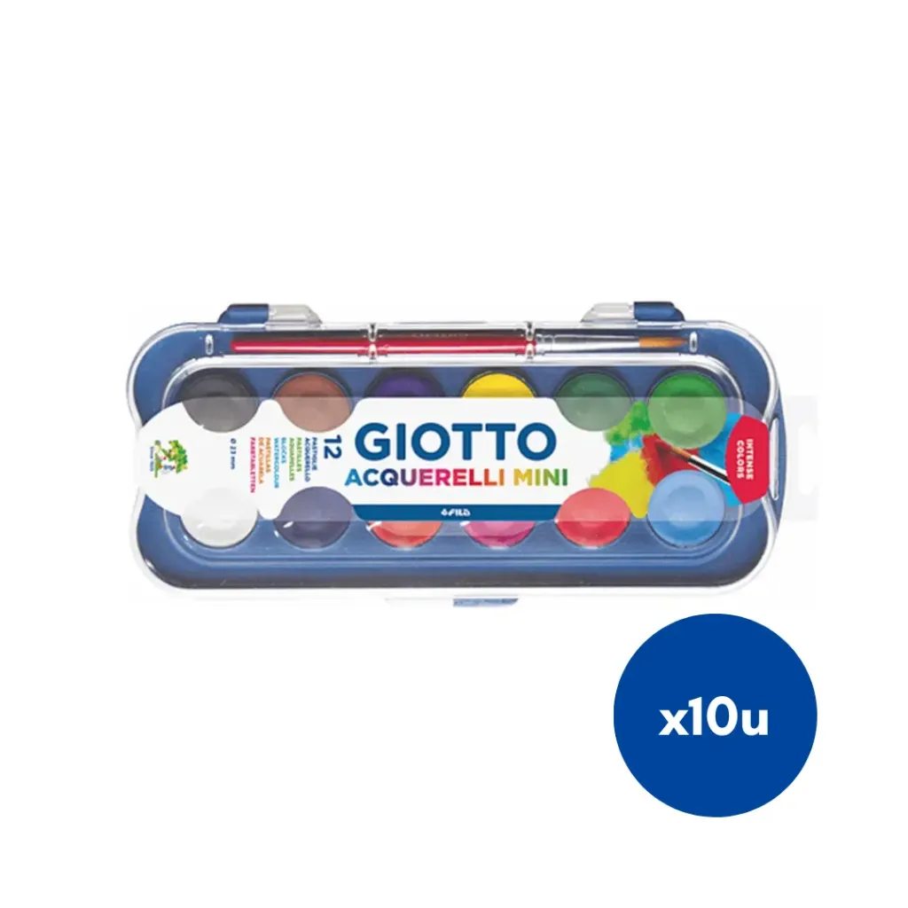 [kit-3] Pack 10 unidades Acuarela con pincel 12 colores - Giotto
