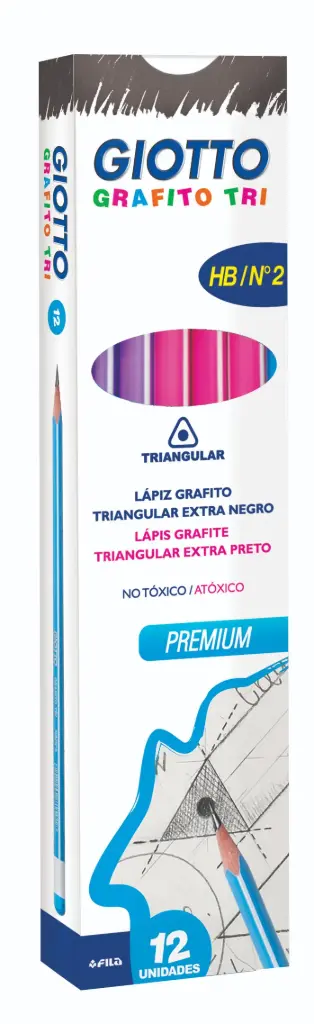 Caja 12 unidades Lápiz grafito HB/Nº2 color pastel grafito tri - Giotto