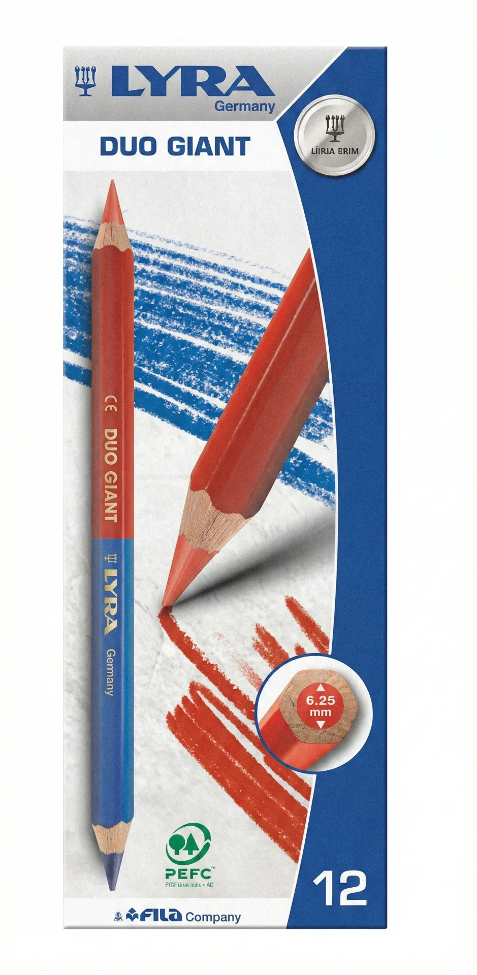 Caja 12 unidades Lápiz grafito bicolor jumbo Duo Giant - Lyra