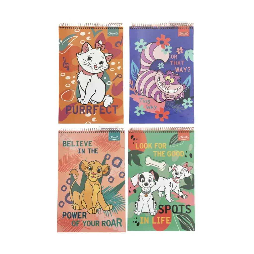[kit-871-dogs-cat] Pack 6 unidades Block oficio croquera 80 hojas diseño Disney - Artel (dogs-cats)