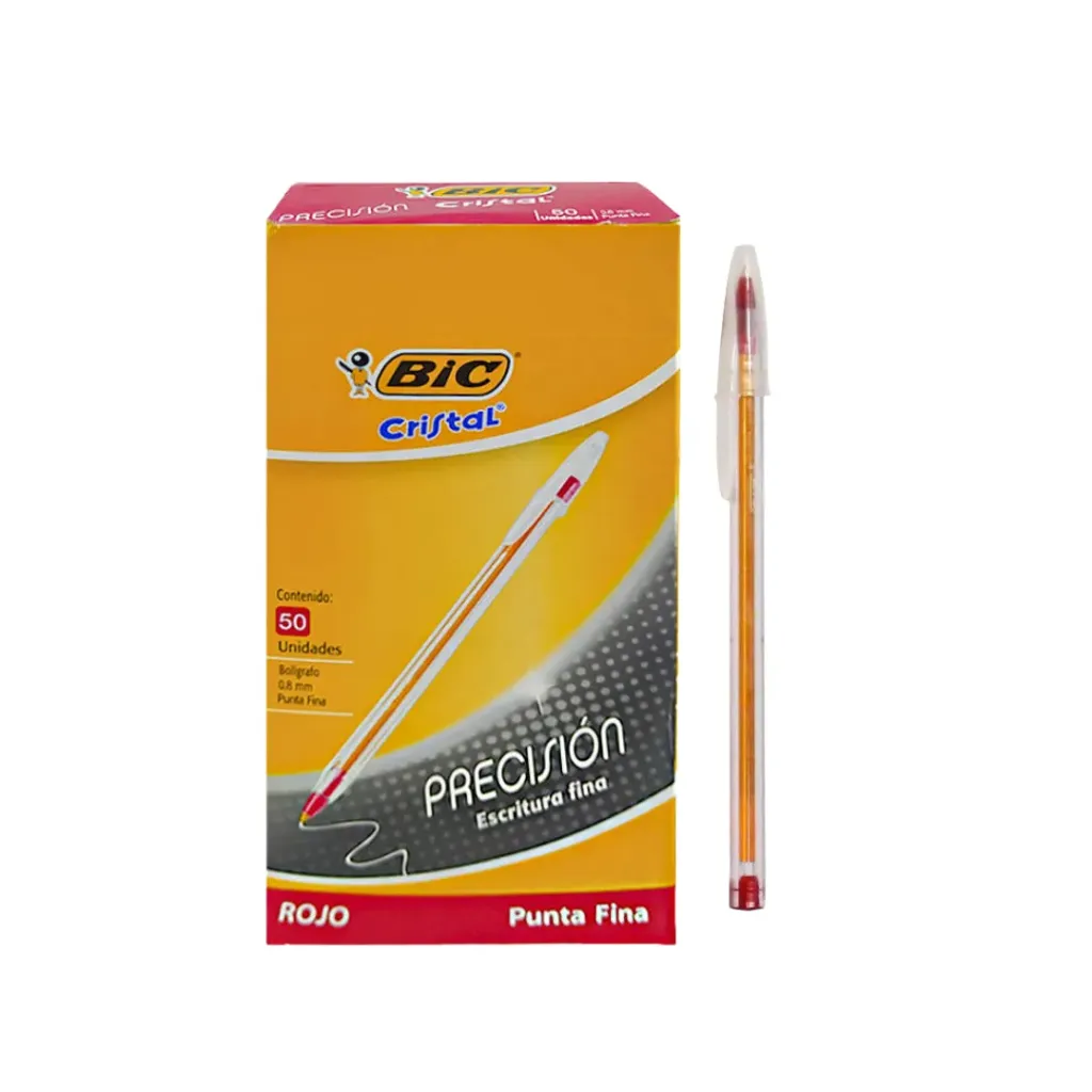 [kit-245] Caja 50 unidades Lápiz pasta punta fina rojo - Bic