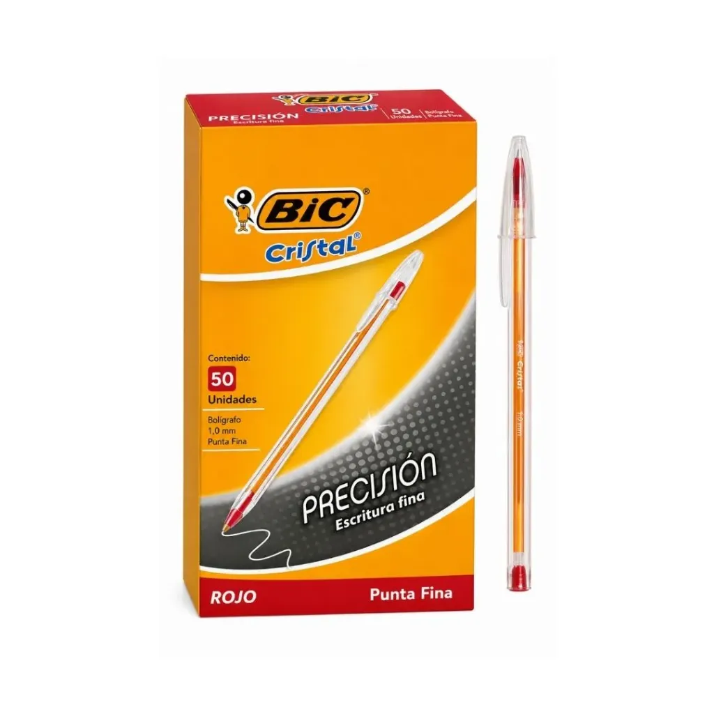[kit-245] Caja 50 unidades Lápiz pasta punta fina rojo - Bic