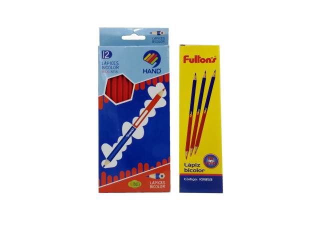 Caja 12 unidades LÁPIZ/GRAFIT BICOLOR HAND/FULTONS DELGADO AZ/RJO - Fultons