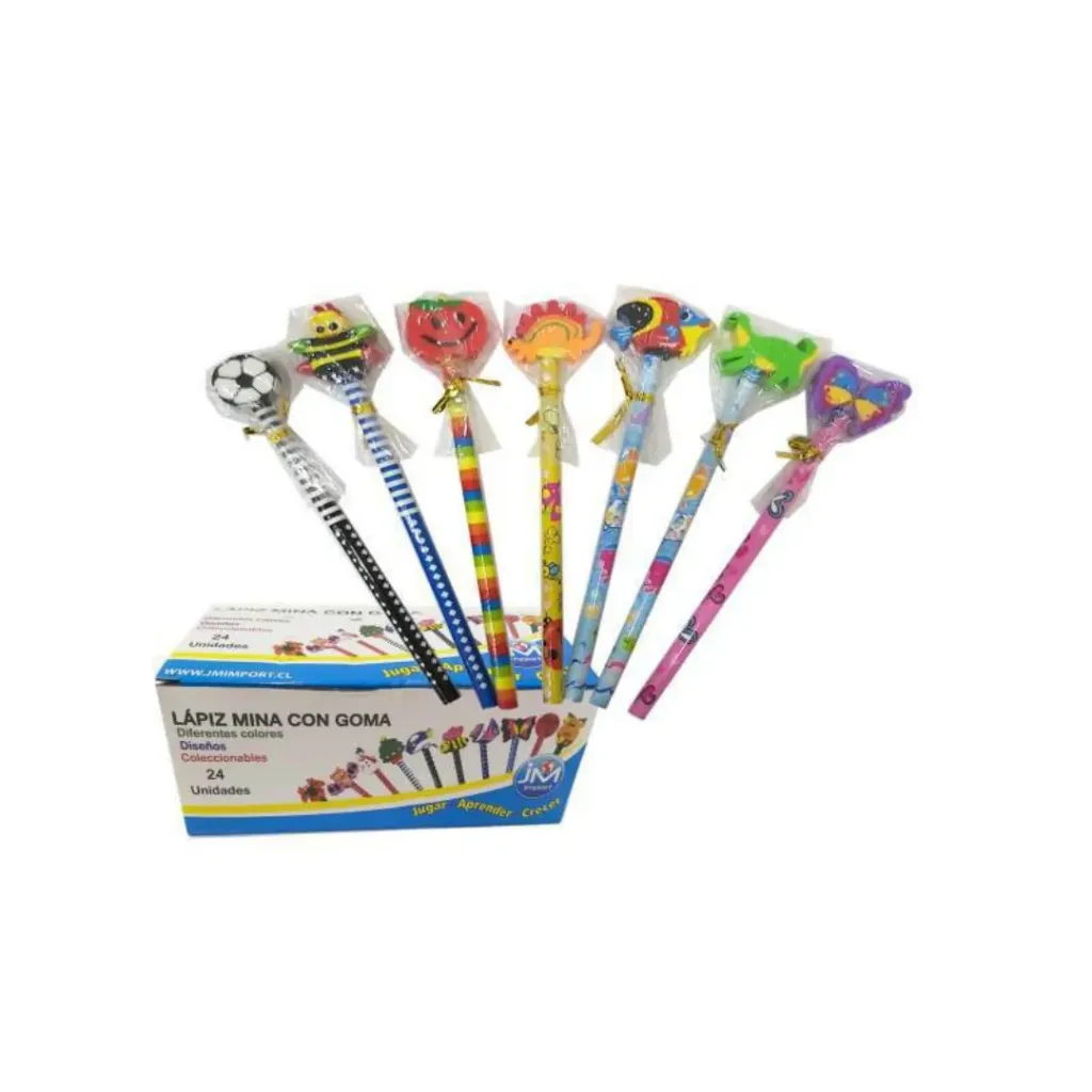 Caja 24 unidades Lápiz/grafit con goma if motivos jm (24-288) - Aladdin