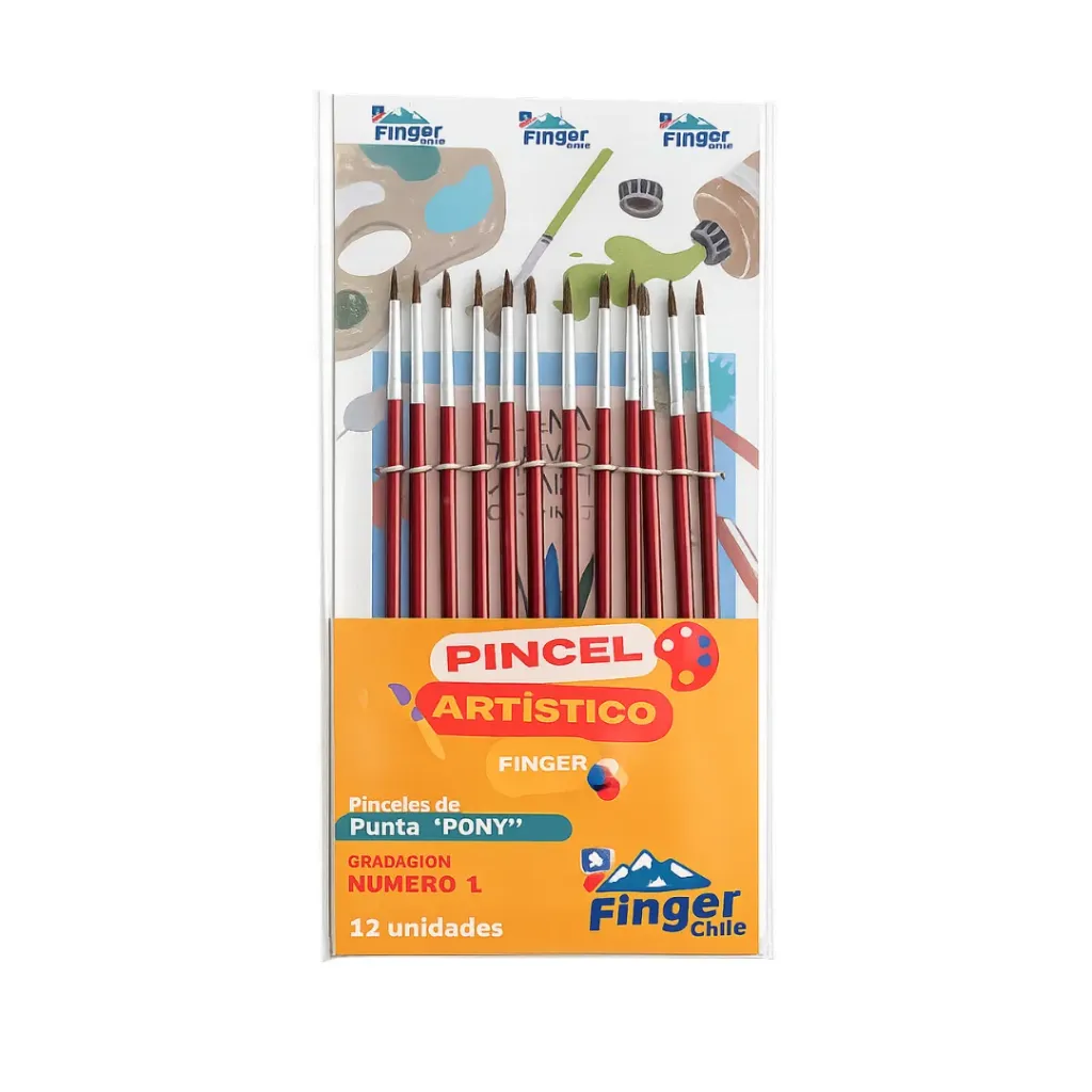[kit-370] Set 12 unidades Pincel redondo pony Nº 1 - Finger / AA2503