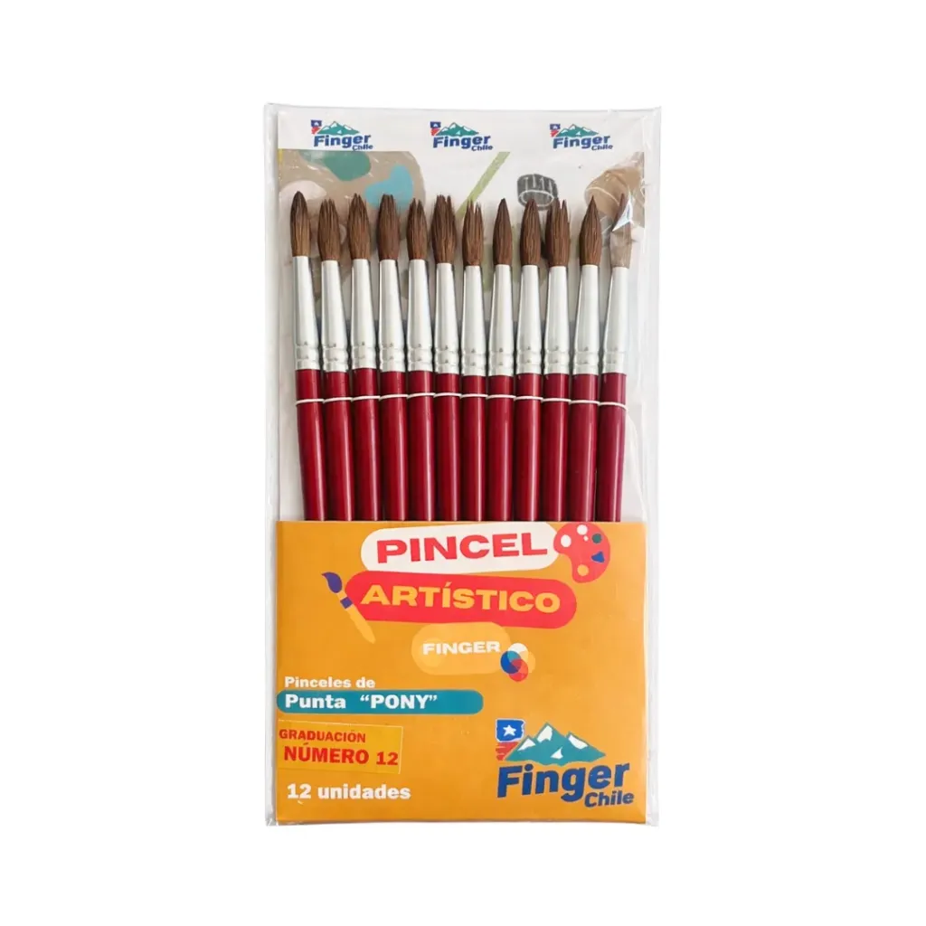[kit-381] Set 12 unidades Pincel redondo pony Nº 12 - Finger / AA2514