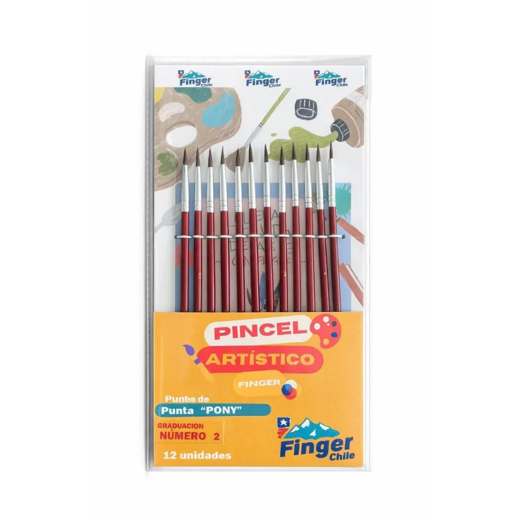 [kit-371] Set 12 unidades Pincel redondo pony Nº 2 - Finger / AA2504