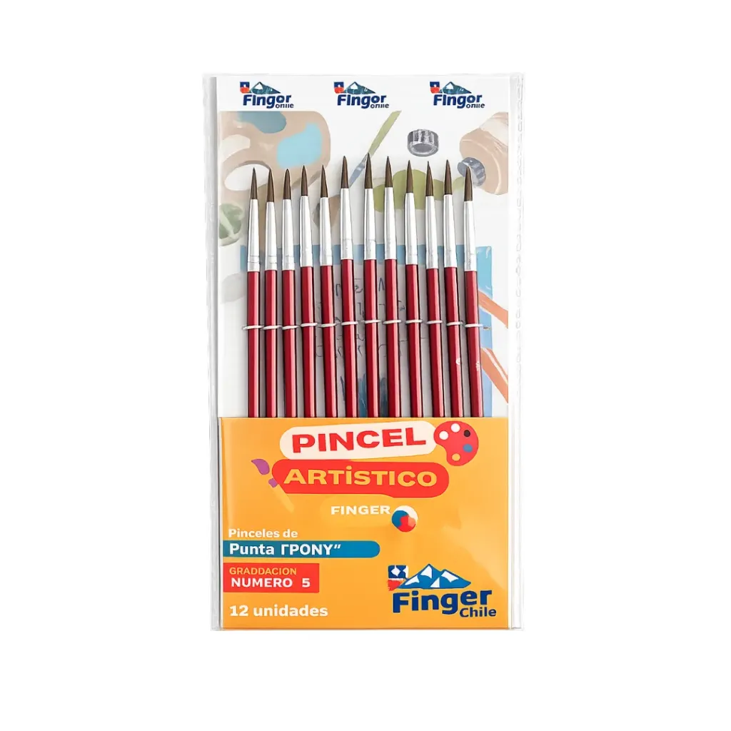 [kit-374] Set 12 unidades Pincel redondo pony Nº 5 - Finger / AA2507