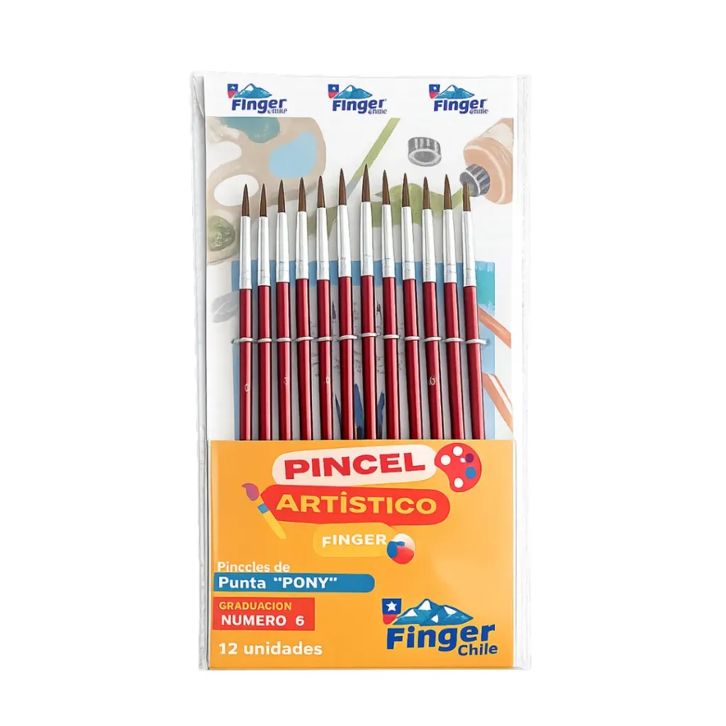 [kit-375] Set 12 unidades Pincel redondo pony Nº 6 - Finger / AA2508