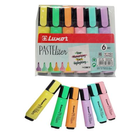 [kit-3739] Caja 12 unidades Destacador jumbo pastel x6 - Luxor
