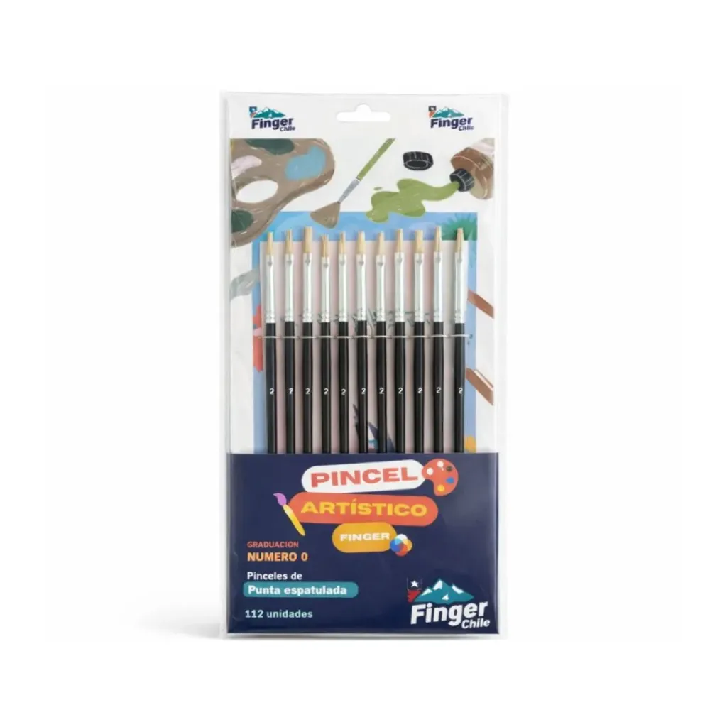 [kit-382] Set 12 unidades Pincel espátula cerda Nº 0 - Finger  / AA2491