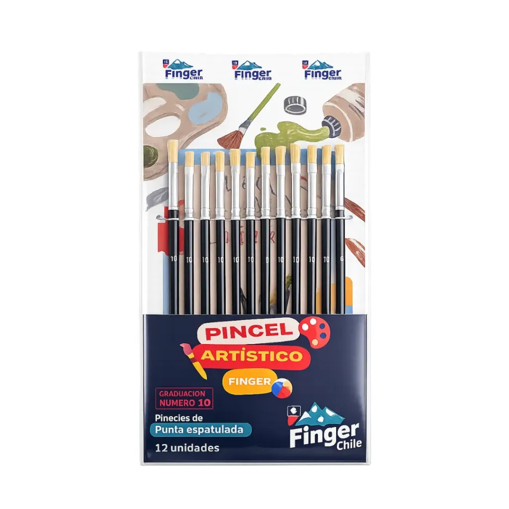 [kit-387] Set 12 unidades Pincel espátula cerda Nº 10 - Finger / AA2496