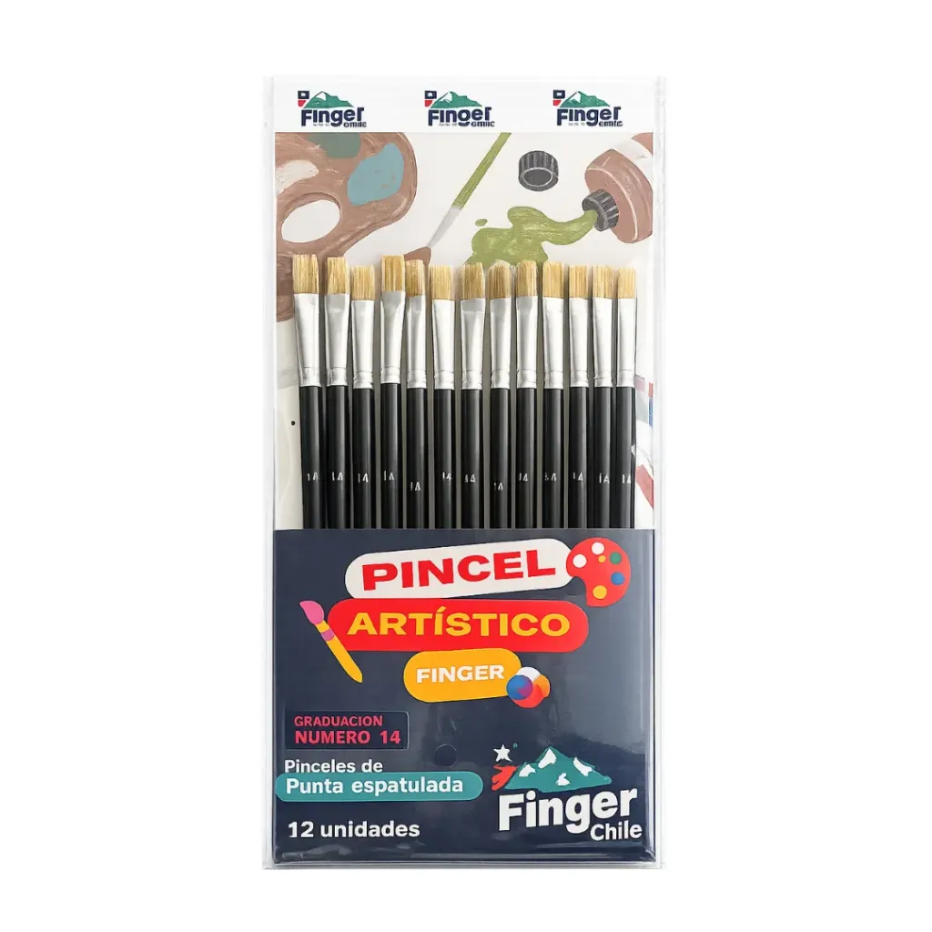 [kit-389] Set 12 unidades Pincel espátula cerda Nº 14 - Finger / AA2498