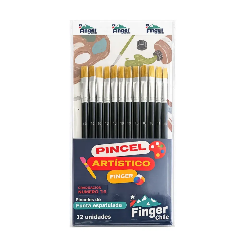 [kit-390] Set 12 unidades Pincel espátula cerda Nº 16 - Finger / AA2499