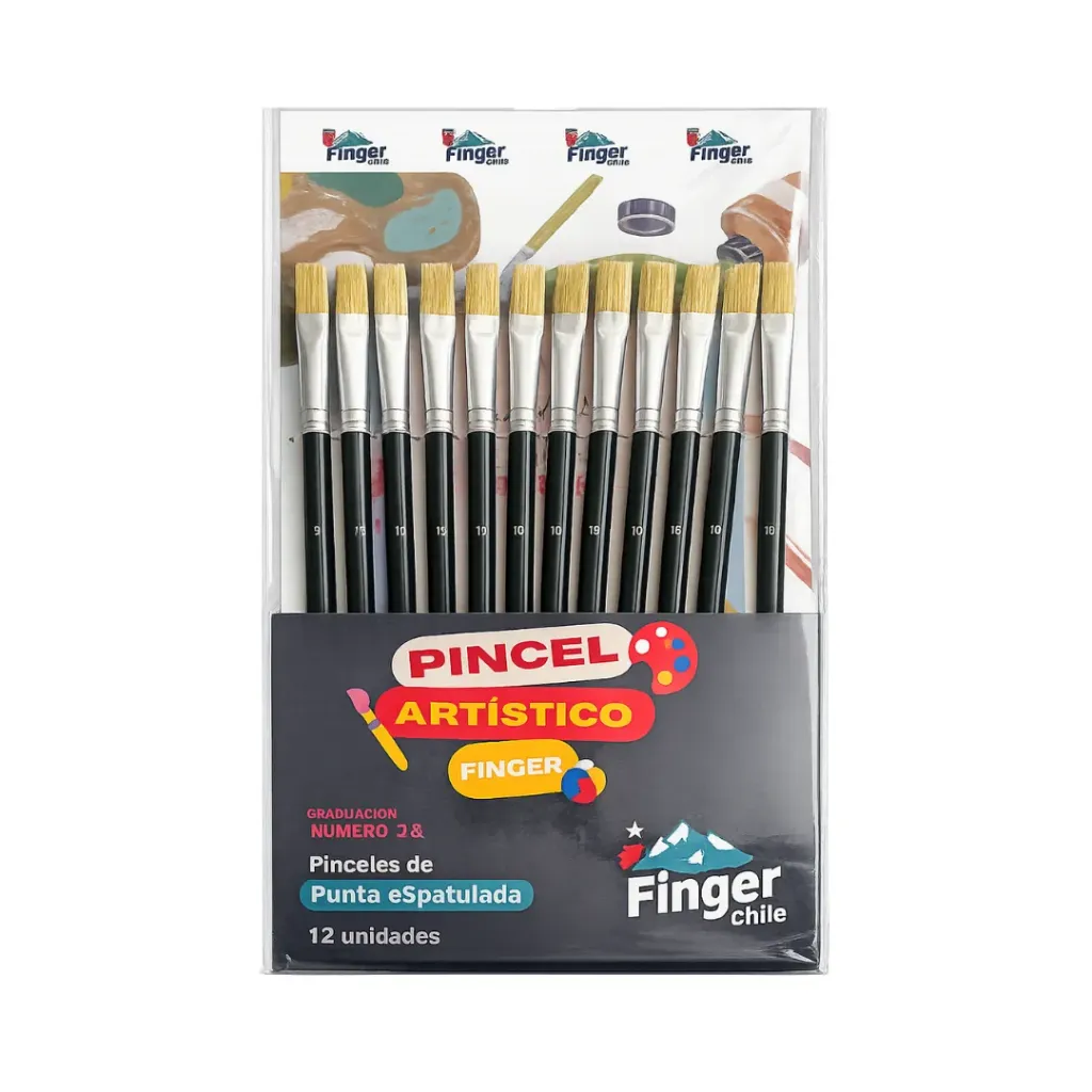 [kit-398] Set 12 unidades Pincel espátula cerda Nº 18 - Finger / AA2500