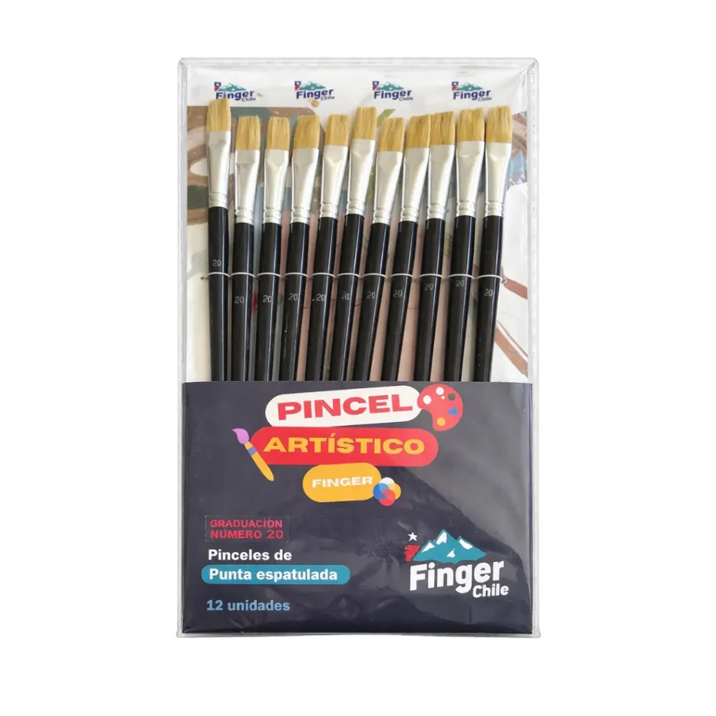 [kit-3058] Set 12 unidades Pincel espátula cerda Nº 20 - Finger / AA2501