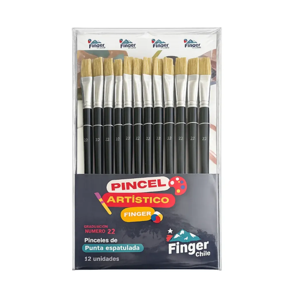[kit-4766] Set 12 unidades Pincel espátula cerda Nº 22 - Finger