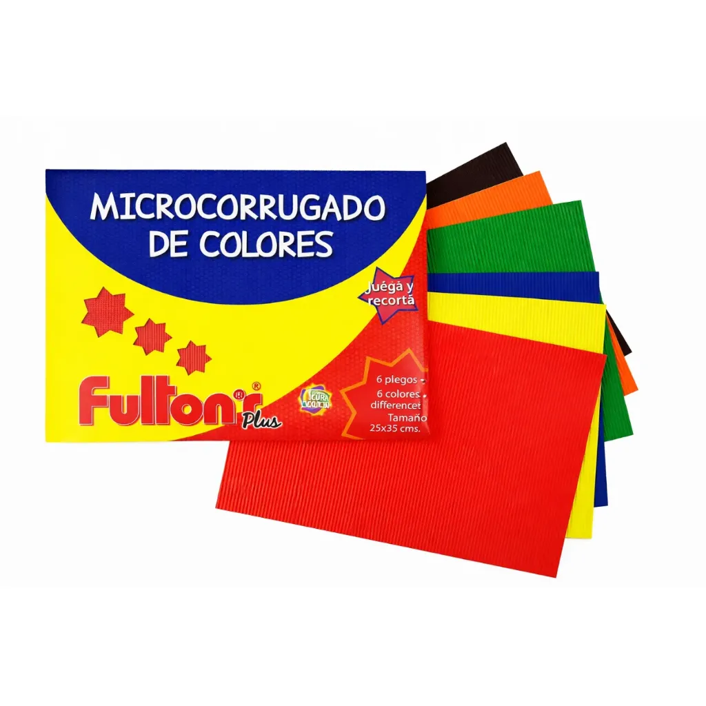 Pack 15 unidades Cartón microcorrugado 6 colores 38x27cm - Fultons