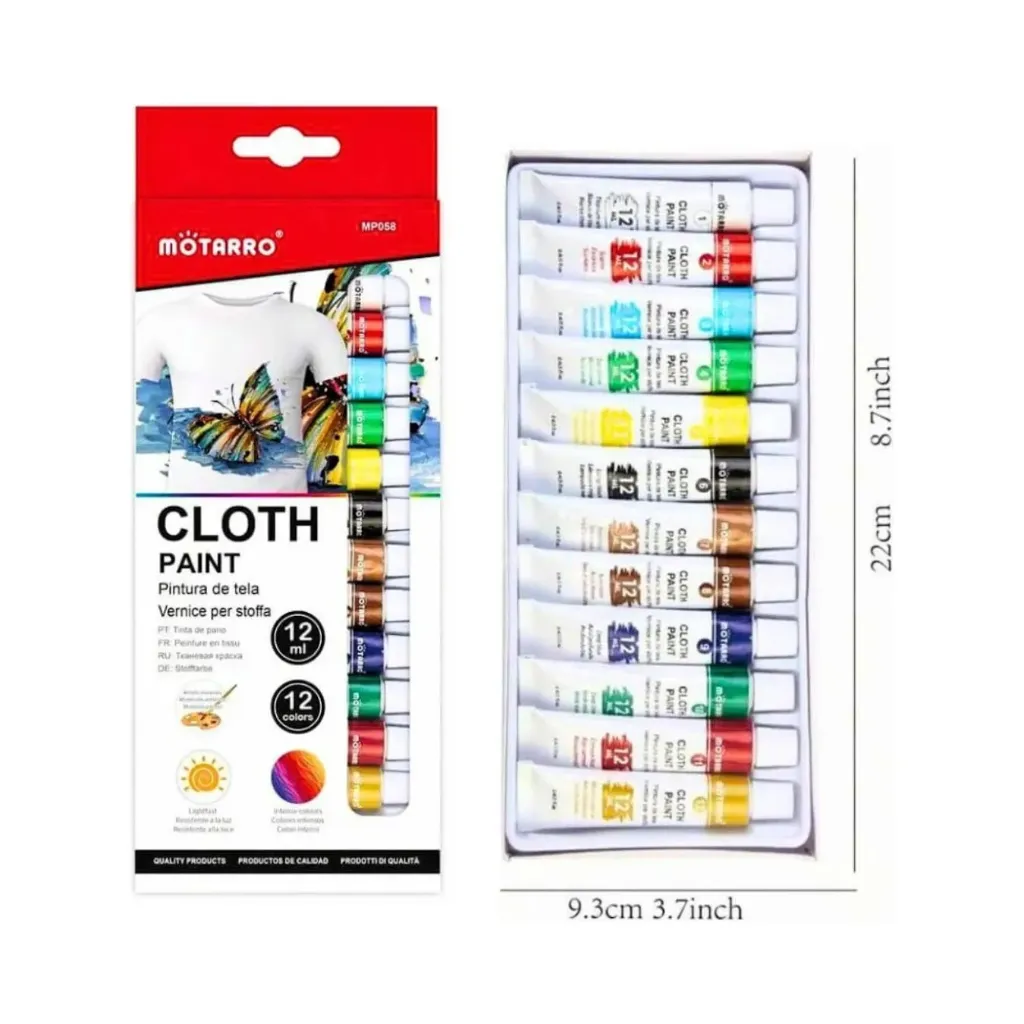 [5263] Set pintura tela en tubo12ml 12 colores - Motarro