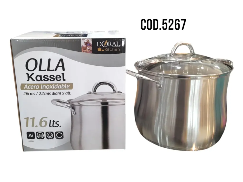 Menaje olla Acero T/vidrio 26cm11,6L Kassel-Doral