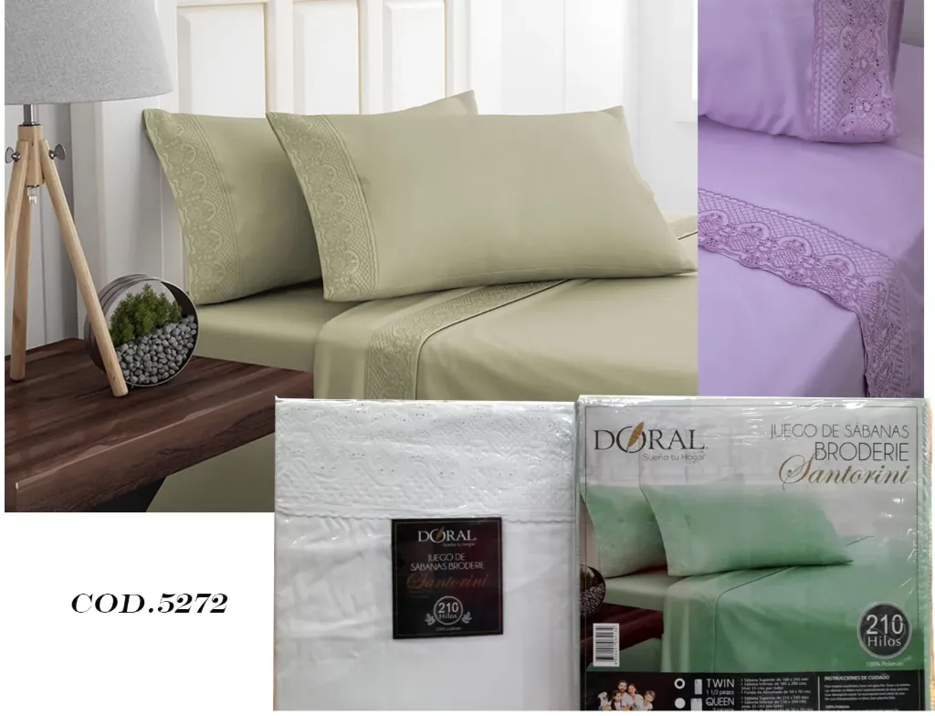 [5272] Set sabanas 1.5 pl Bord.SAntorini Microfibra  - Doral