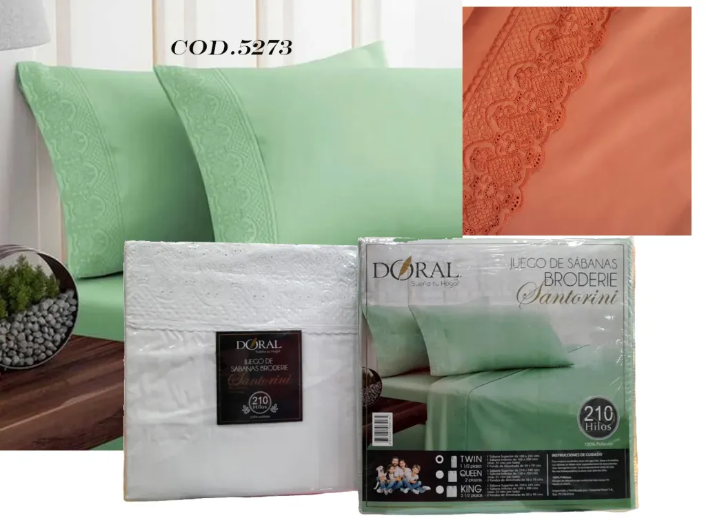 [5273] Set sabanas 2.0 pl Bord.SAntorini Microfibra  - Doral