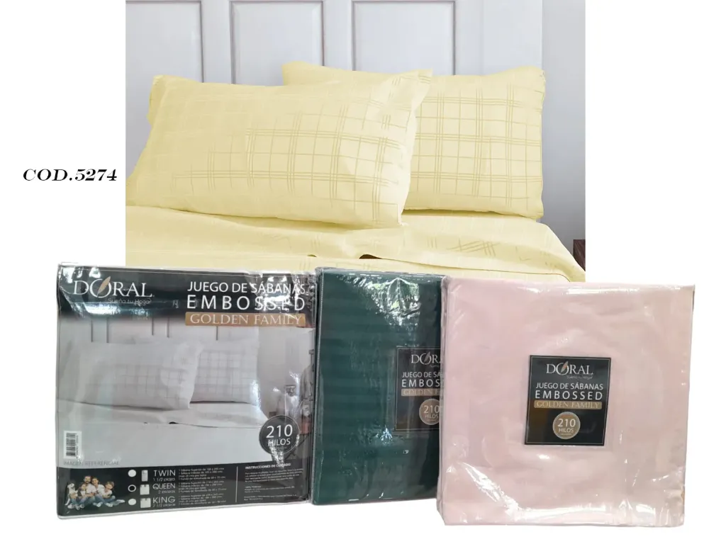 [5274] Set sabanas 2.0 Embossed Golden Fam Microf- Doral