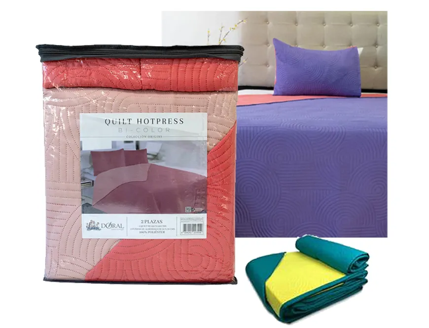 [5279] Cubrecama Quilt 2.0pl hotpress liso bicolor-Doral