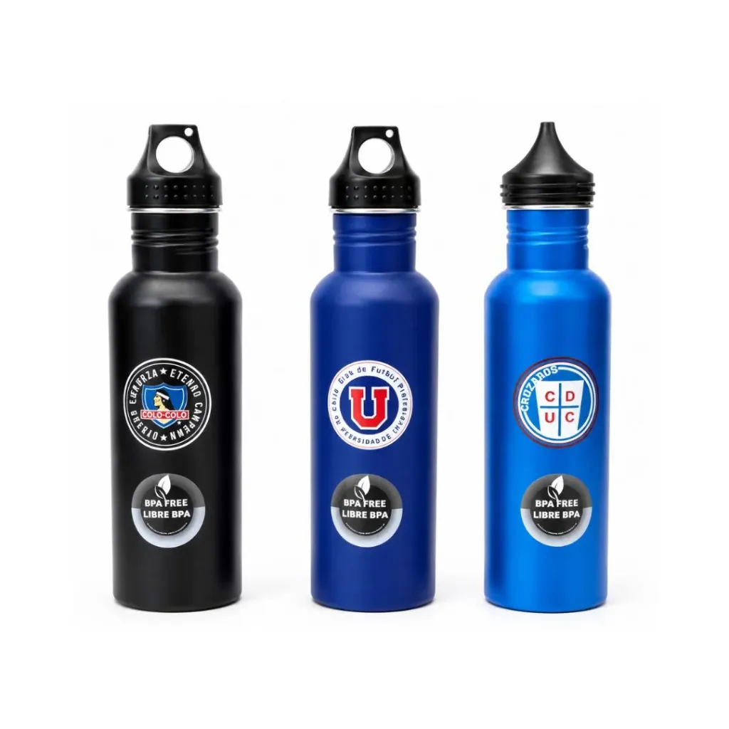 Equipos Botella Metálica 600ml Futbol -Titanio