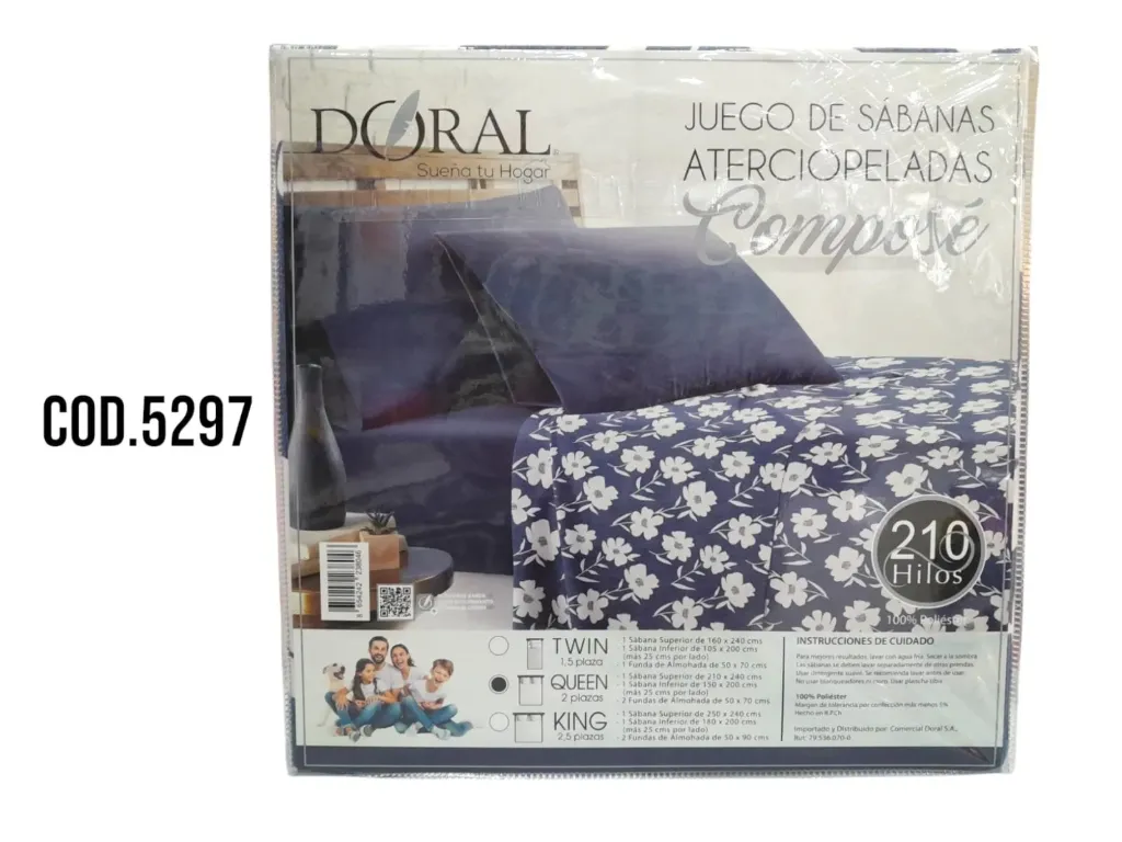 [5297] Set sabanas 2.0 Estamp Micr.Aterciopelada Compose- Doral
