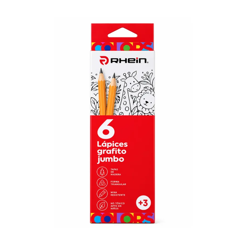 LAPICES GRAFITOS JUMBO 6 UNIDADES-RHEIN