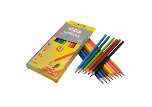 [1421] Lapiz color largo acuarelable 12 colores-Artel