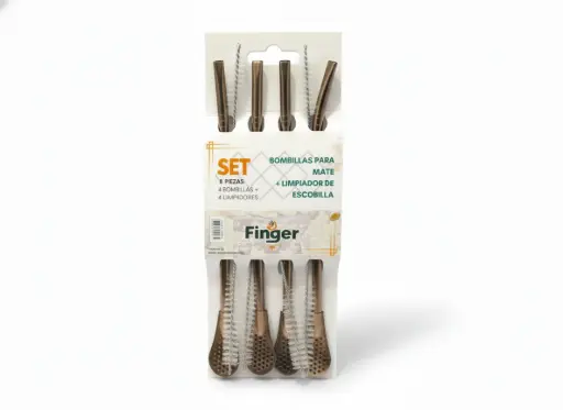 [4983] Bombilla mate cobre con limpiador 4 unidades AA5835 - Finger