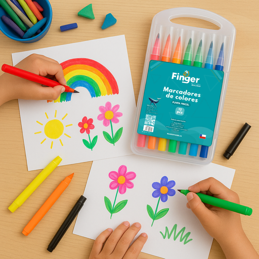 [5002] Marcadores de colores 12 colores punta pincel AA6138 - Finger