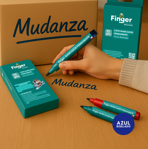 [5010] Marcador permanente azul punta biselada AA6112 - Finger